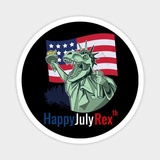 Happy July Rex Magnet by WPKs Design & Co